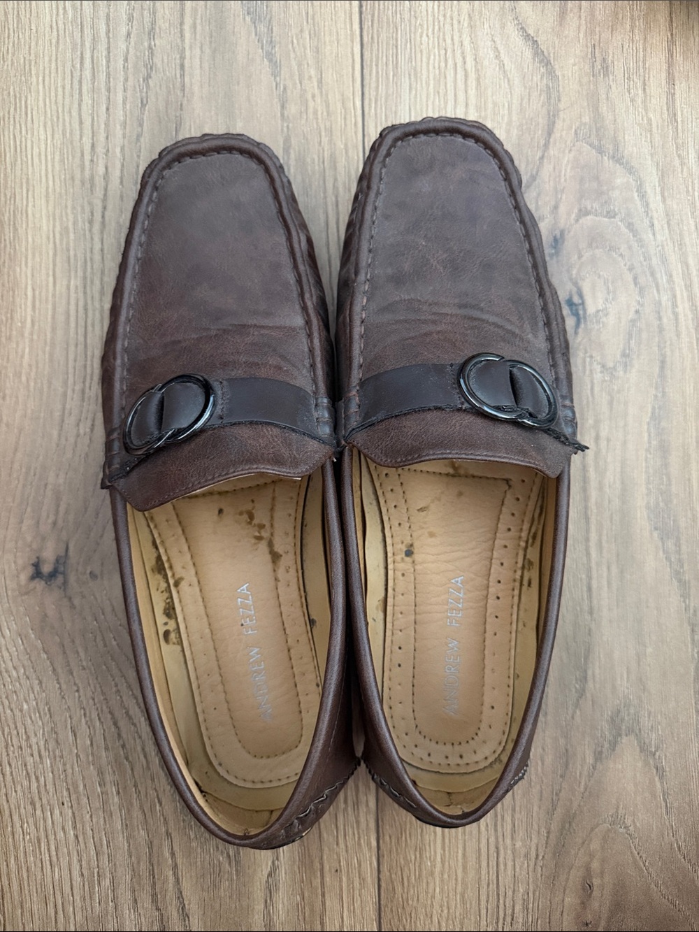 Andrew Fezza Dark Brown Leather Slip-On Loafers with Metal Bit